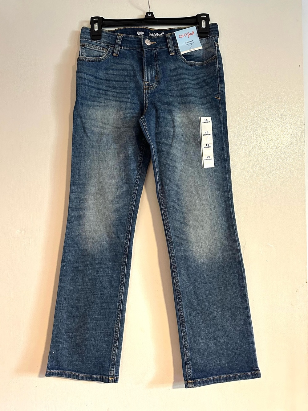 Cat & Jack Girls Medium Wash Straight-Leg Jeans 12